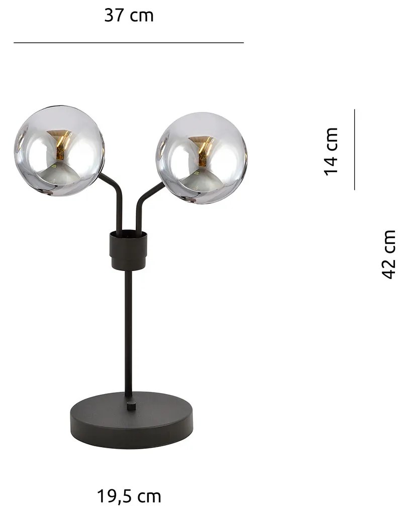 Lampada Da Tavolo Moderna Orione Acciaio Nero Grigio 2 Luci E14 Ip20