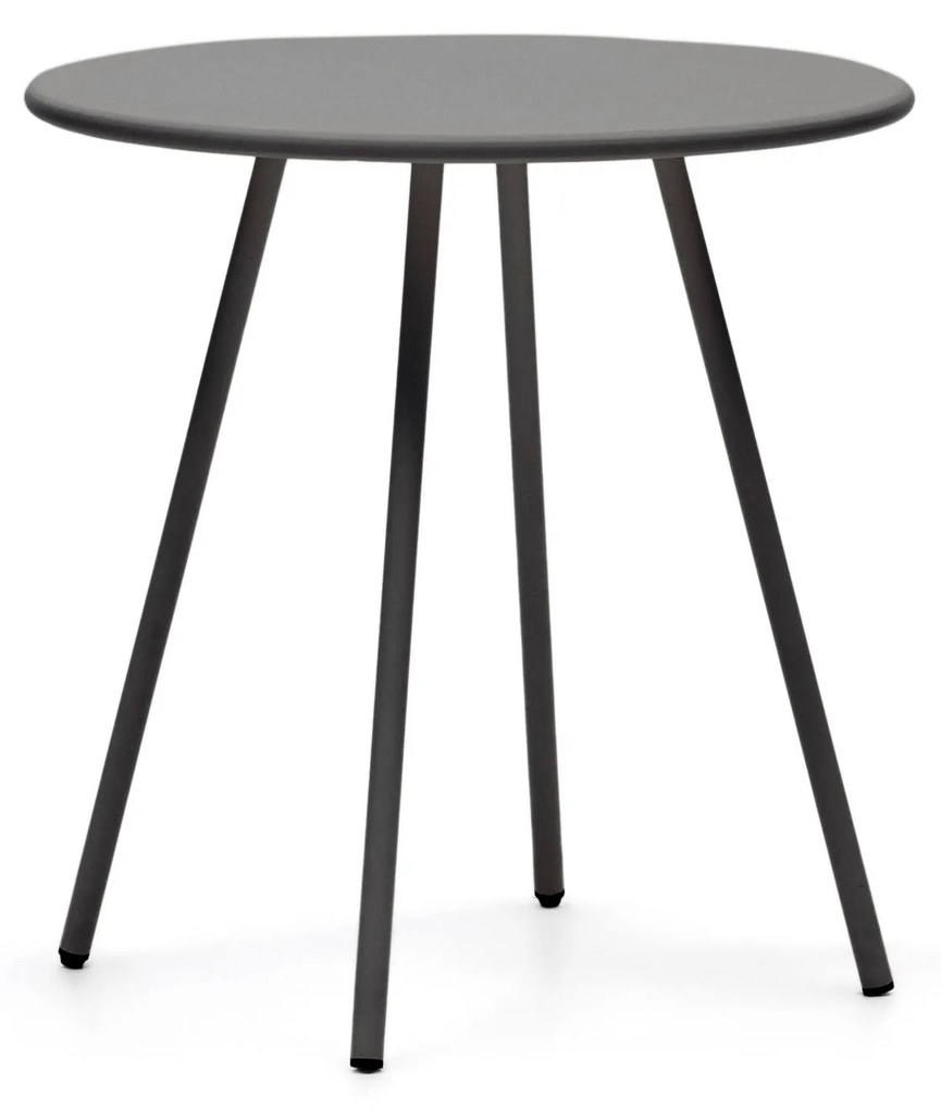 Kave Home - Tavolo rotondo da esterno Montjoi in acciaio finitura grigio Ø 70 cm