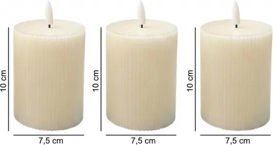 Set da 3 candele LED BRILLO, 10 cm, colore crema, alimentazione 3x AAA, con telecomando