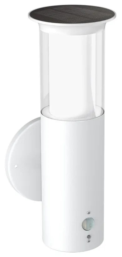 Applique Solare Bianca in Acciaio, con Sensore di Movimento, IP54 Colore Bianco Naturale 4.000K