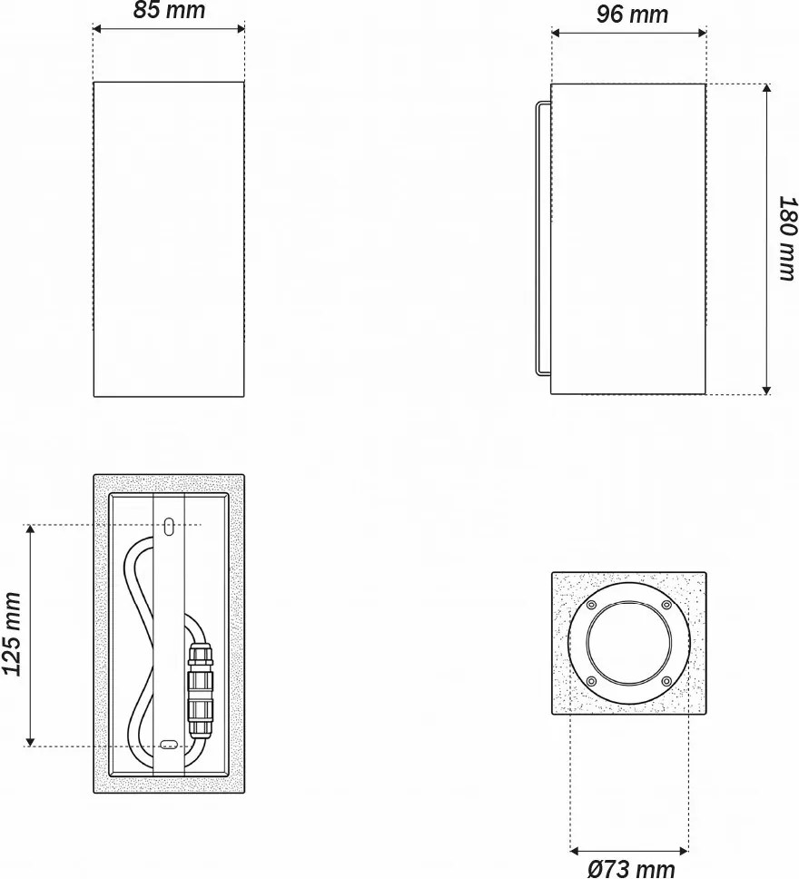 Applique Rettangolare in Cemento Chiaro GU10 IP65 - NOVILUMIO