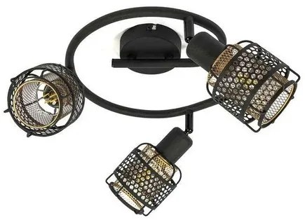 Eudoria 3 Round Plafoniera Black/Gold - Lindby