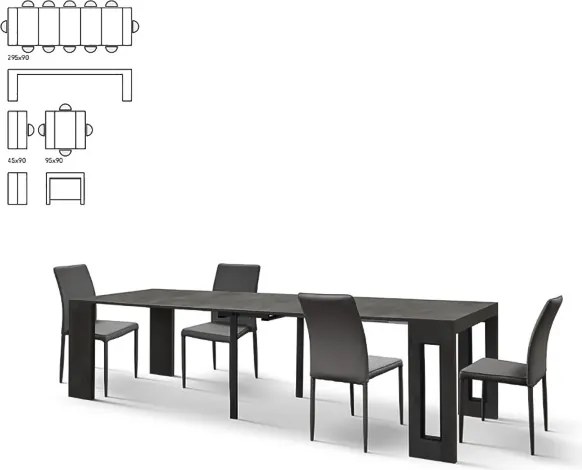 Consolle FERIX 90x45 cm allungabile 5 all. in legno acciaio ossidato