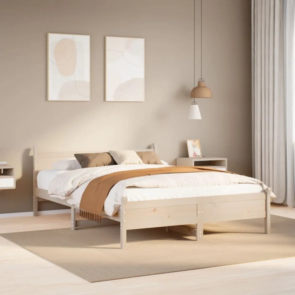 Letto senza materasso 135x190 cm in legno massello di pino