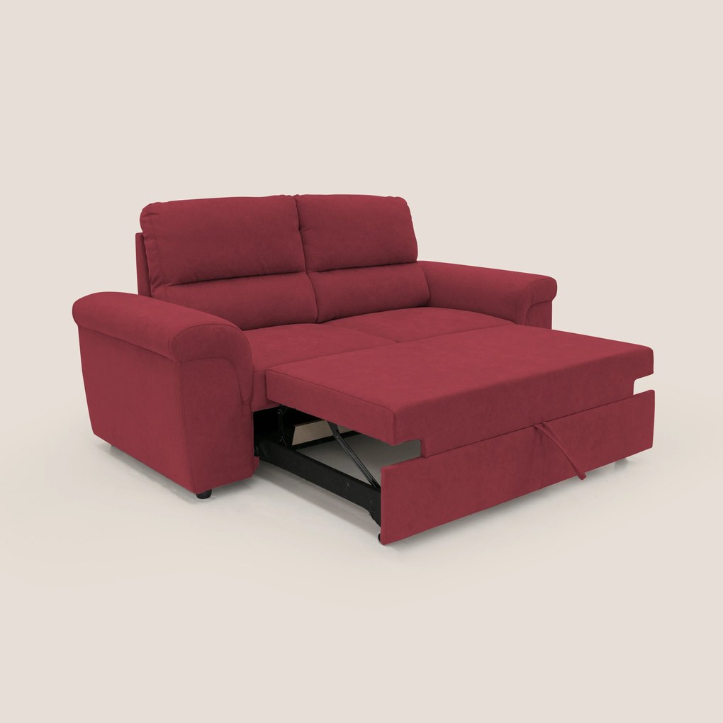 Minerva divano con pouf estraibile poggiapiedi in tessuto morbido impermeabile T02 rosso