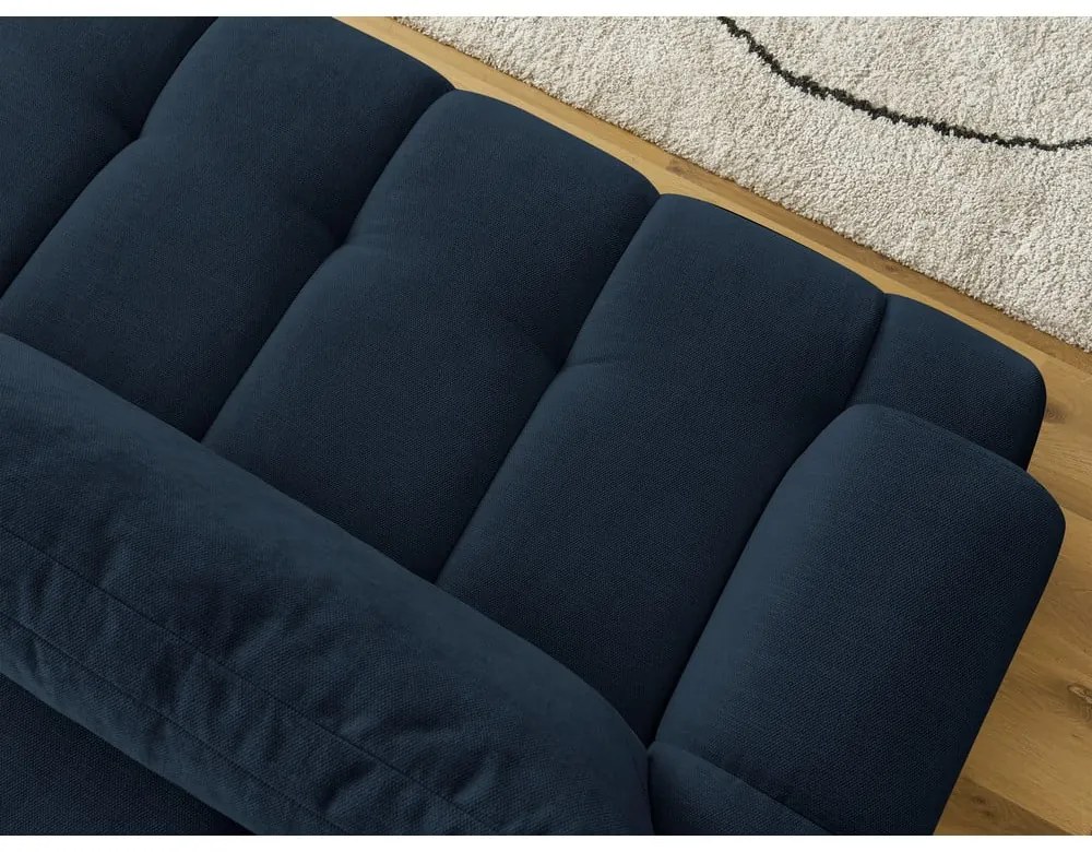 Divano blu scuro allungabile e con contenitore rivestito in ciniglia 251 cm Fuji – Bobochic Paris