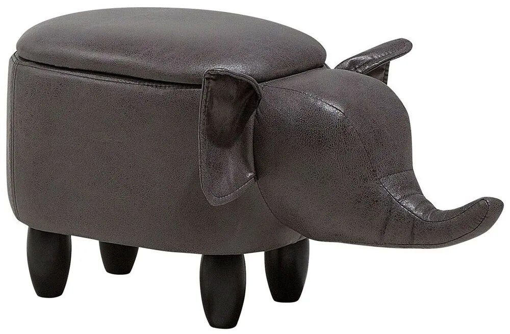 Pouf in tessuto similpelle grigio scuro ELEPHANT Beliani