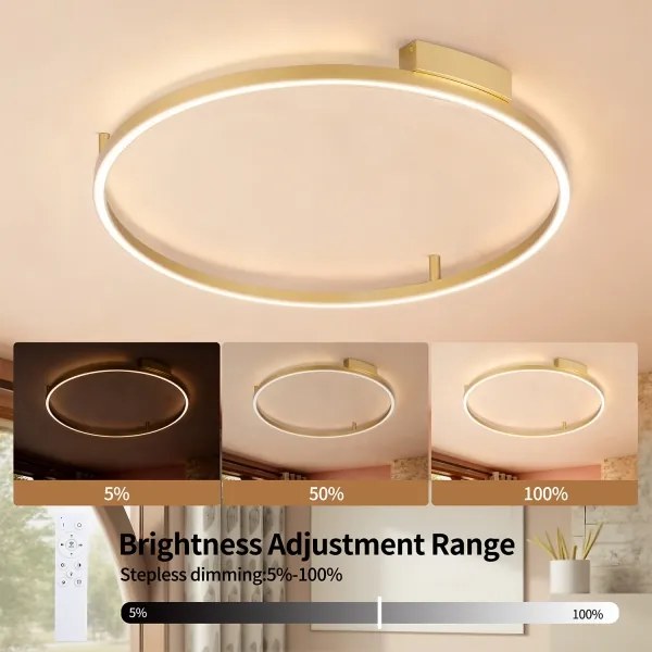 Brilagi - Lampada dimmerabile a LED PORTOFINO LED/60W/230V Ø 80 cm oro + telecomando