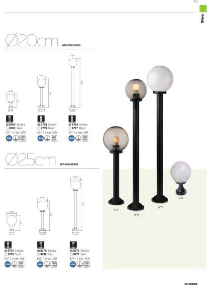 Redo 9775 - Lampada da esterno SFERA 1xE27/42W/230V IP44 25x38cm bianco