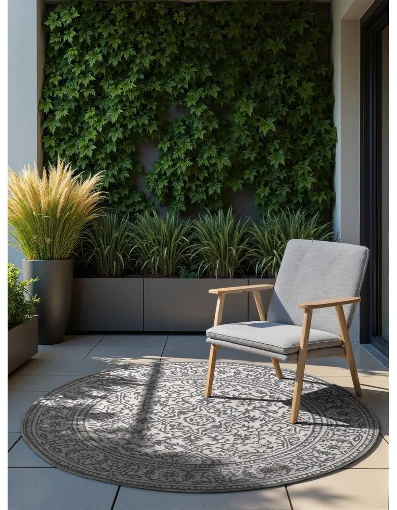 Tappeto da interno/esterno rotondo grigio/avorio ø 160 cm Duet Kona – NORTHRUGS