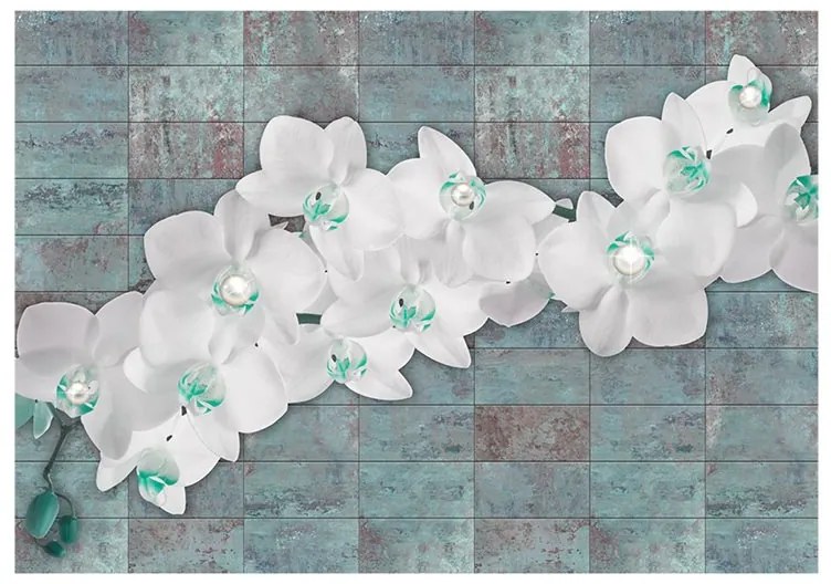 Fotomurale  Orchids with pearls  Colore Grigio, Dimensioni e Misure 100x70