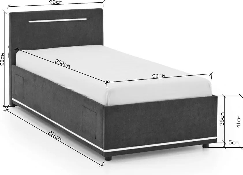 Letto da bambini grigio scuro imbottito rete non inclusa 90x200 cm Circle – Meise Möbel