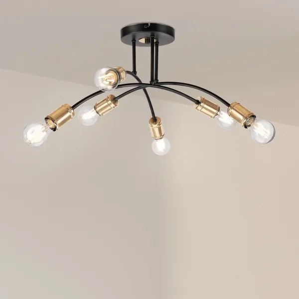 Lampadario a plafone ANYA 6xE27/15W/230V nero/oro