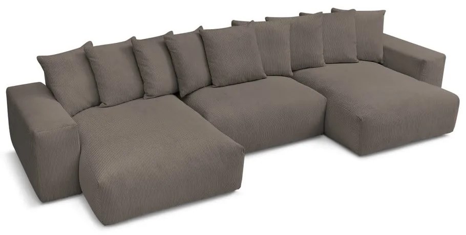 Divano angolare grigio/marrone con rivestimento in velluto a coste Voltaire – Bobochic Paris