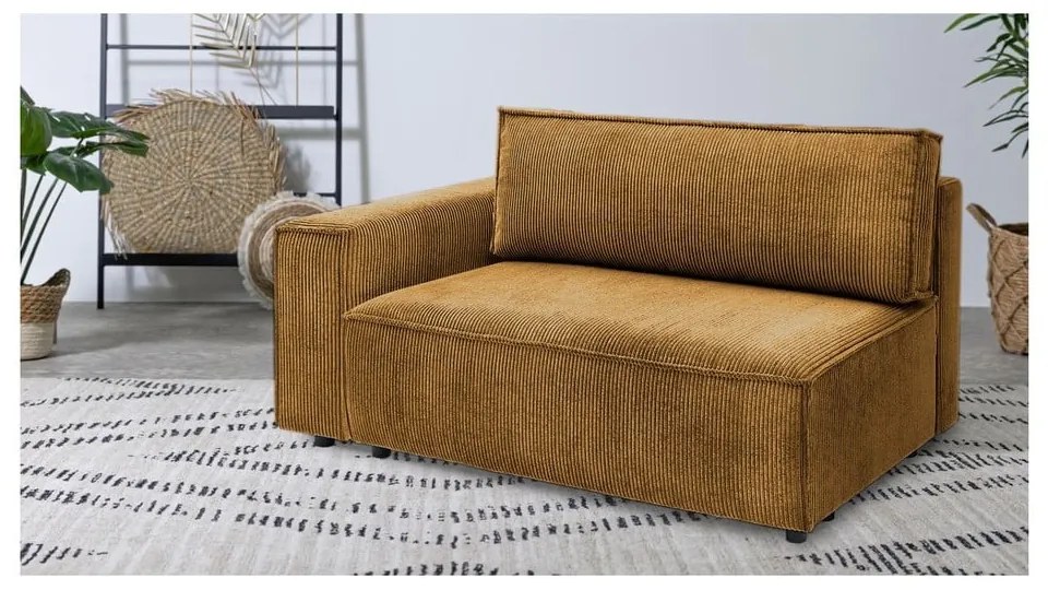 Modulo divano in velluto a coste color senape, angolo sinistro Nihad modular - Bobochic Paris