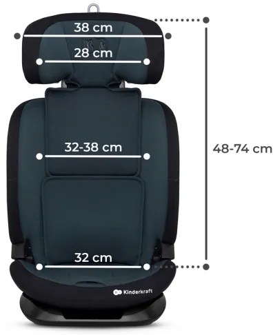 KINDERKRAFT - Seggiolino auto ONETO 3 i-Dimensioni (76-150 cm) + Isofix Graphite nero