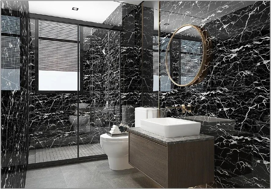Set di 6 adesivi murali 60x30 cm Nero Marquina - SP TREND