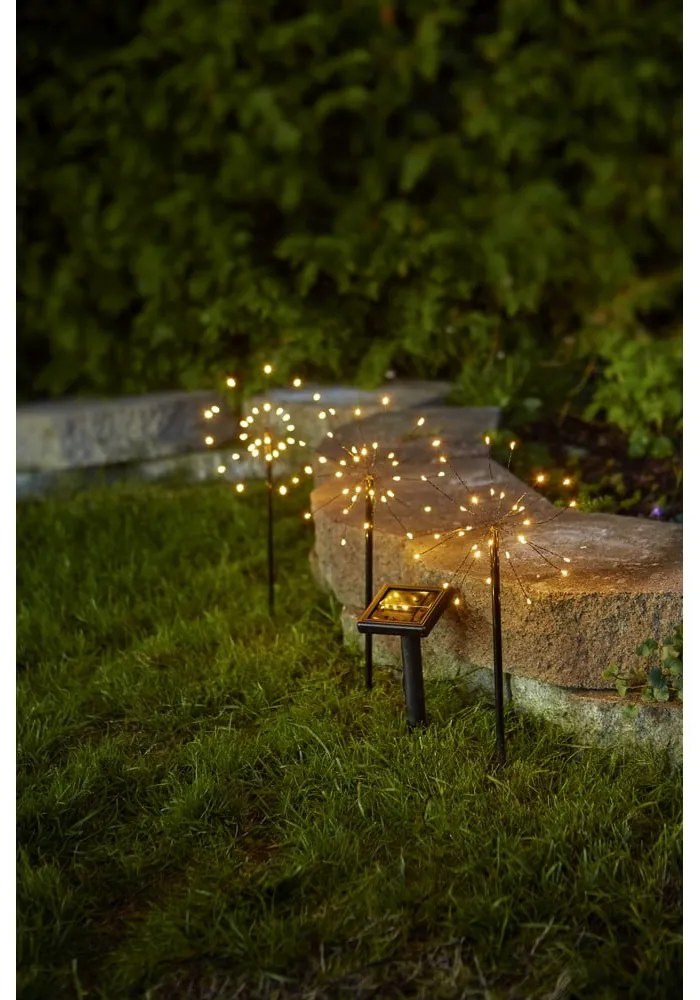 Illuminazioni esterne in set LED con alimentazione a pannelli solari con picchetto 3 pz (altezza totale 40 cm) Firework – Star Trading