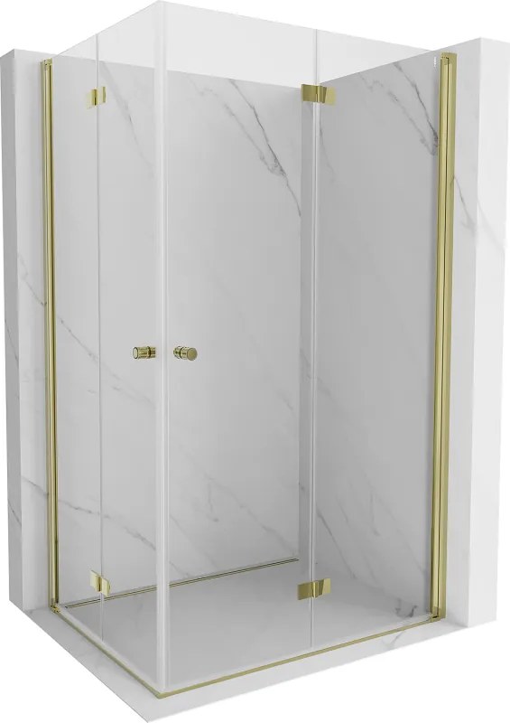 Mexen Mist-F Duo cabina doccia ripiegabile destra 70 x 90 cm, trasparente, oro spazzolato - 8A6-070L-090P-55-00