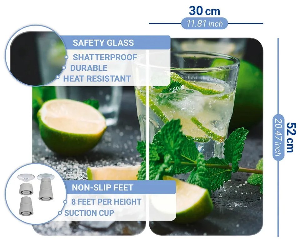 Set di 2 cappe da cucina in vetro con, 52 x 30 cm Mojito - Wenko