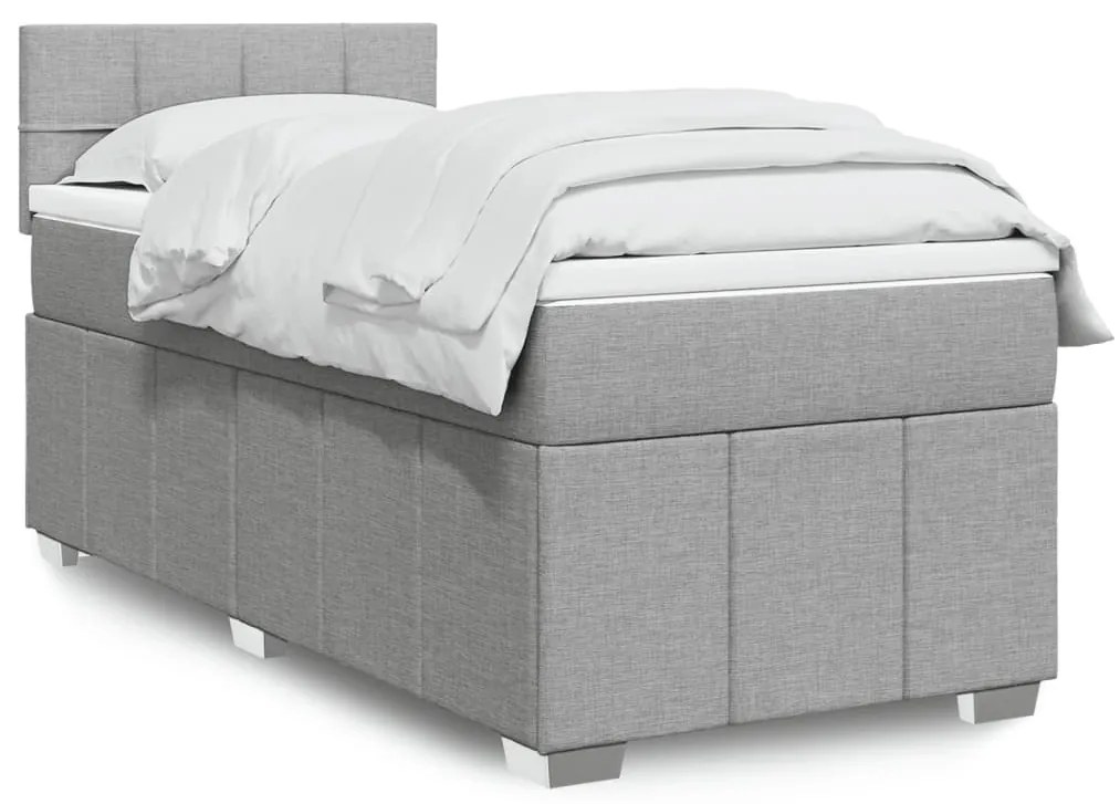 Giroletto A Molle Con Materasso Grigio Chiaro 80x200 Cm Tessuto /