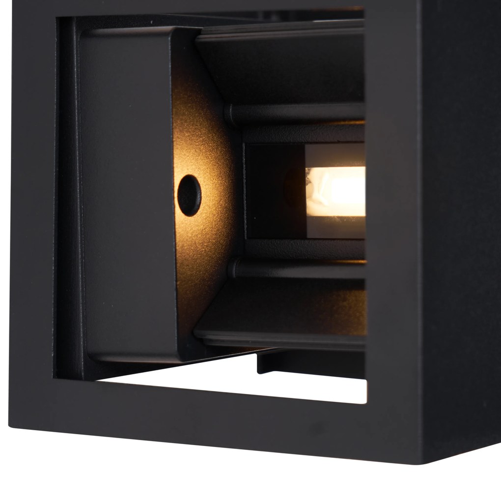 Lampada da Parete Moderna Nera Incl. LED IP44 - Edwin Quadro