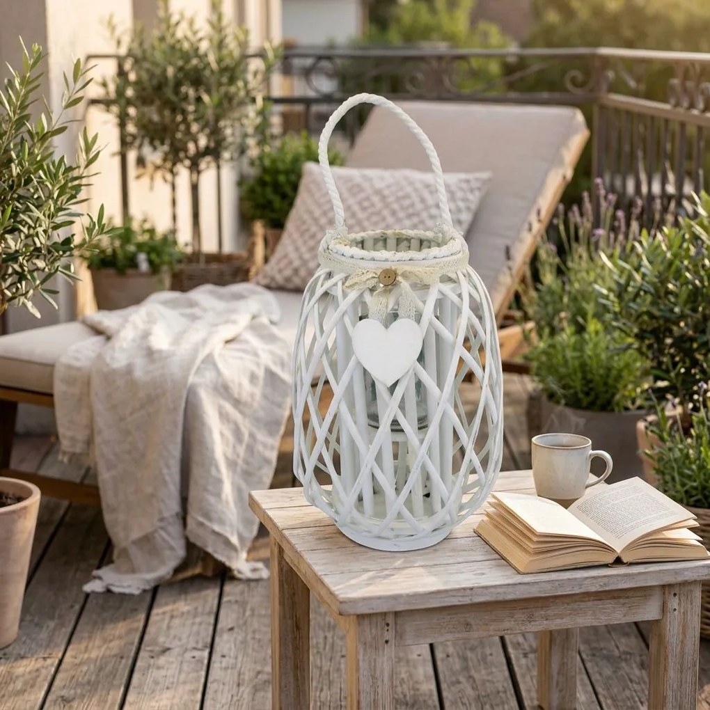 GENEVIEVE - lanterna in vimini tondo 14 x 35 cm