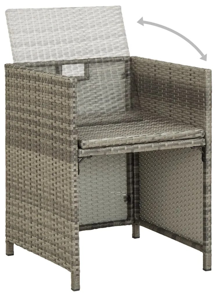 Sedie da giardino 2 pz con cuscini in polyrattan grigio