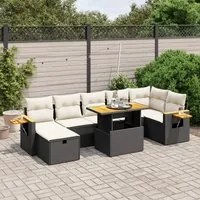 Set Divani da Giardino con Cuscini 8 pz Nero in Polyrattan 3276150