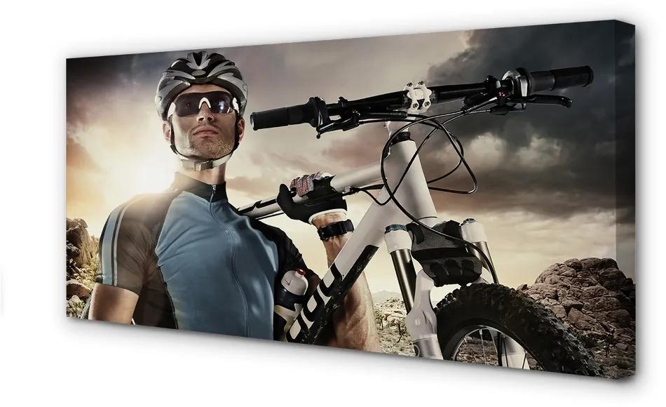 Stampa quadro su tela Bike di nuvole cicliste 100x50 cm