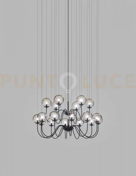 Puppet sospensione 18p fume' trasparente nero opaco 18 luci attacco g9