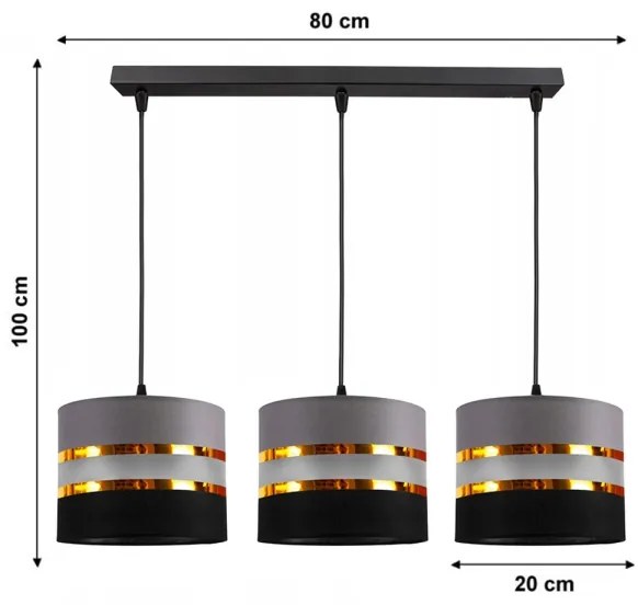 Lampadario a sospensione con filo CORAL 3xE27/60W/230V nero-grigio