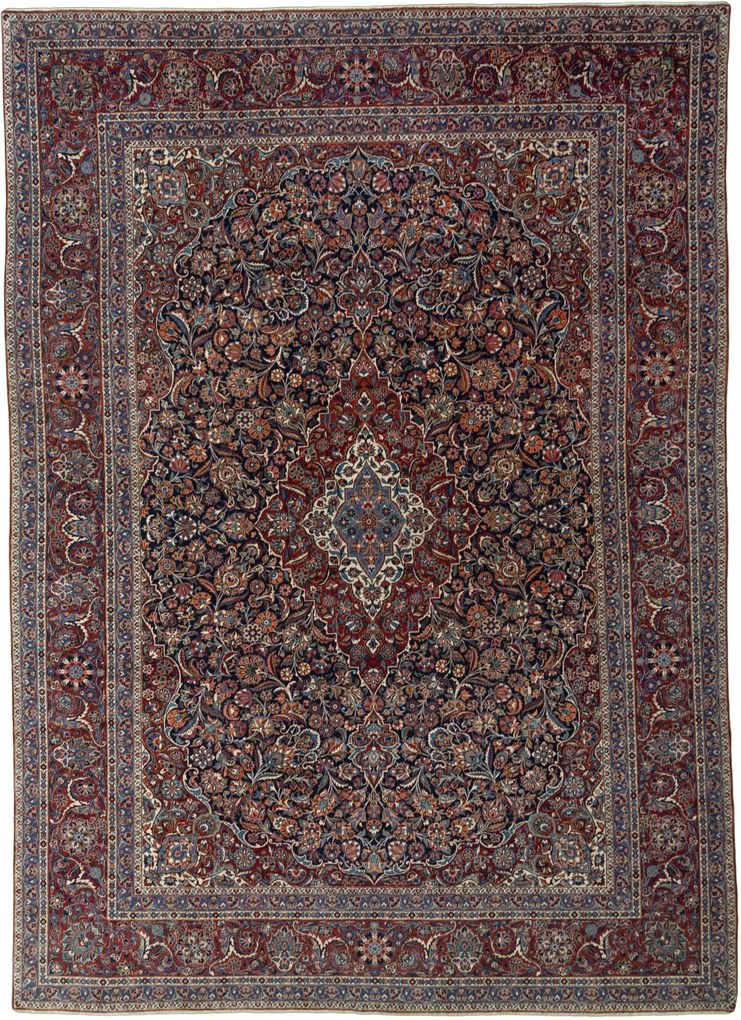 Kashan Tappeto persiano 270x380 Blu (Iran) Annodato A Mano