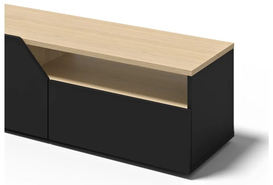 Tavolo TV con piano in rovere nero e naturale 180x38 cm Verone - TemaHome