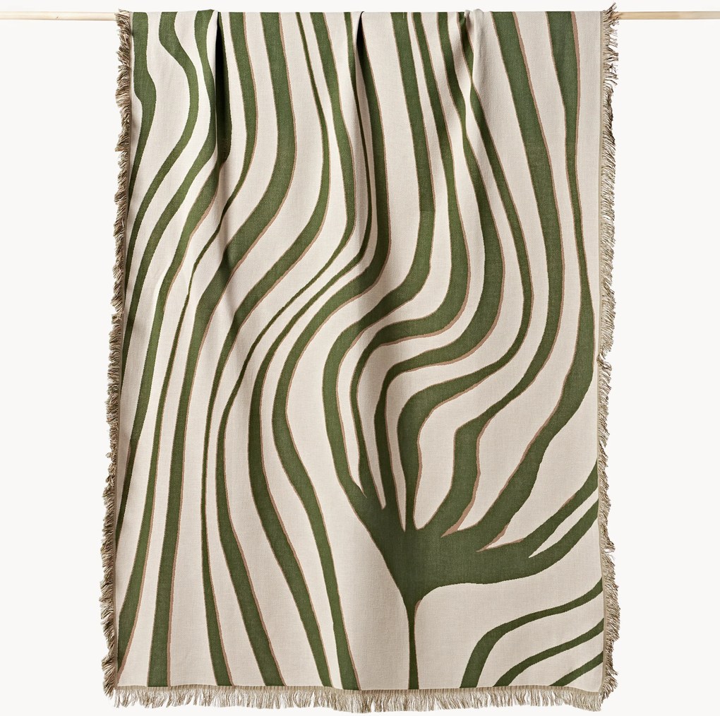 Coperta in cotone reversibile con frange Alia