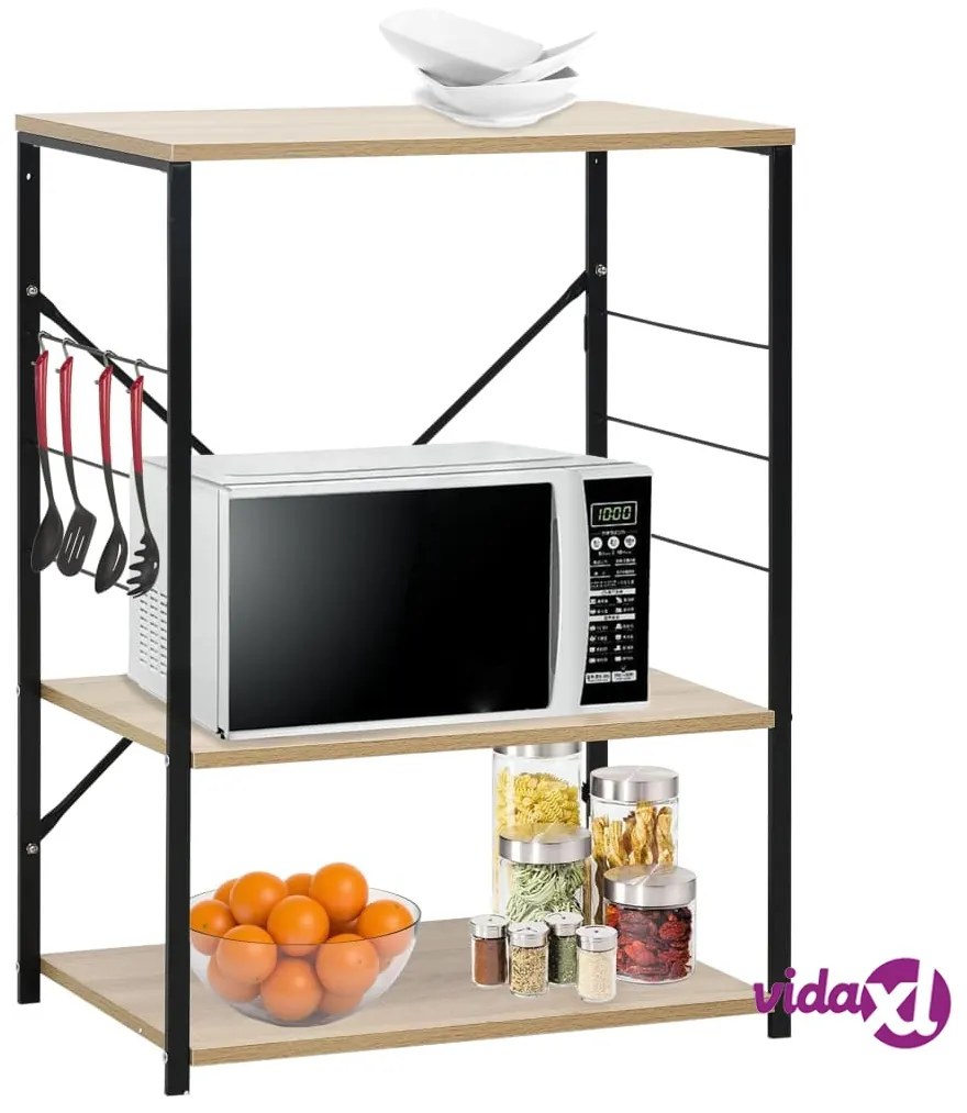 vidaXL Mobile Microonde Nero e Rovere 60x39,6x79,5cm Legno Multistrato