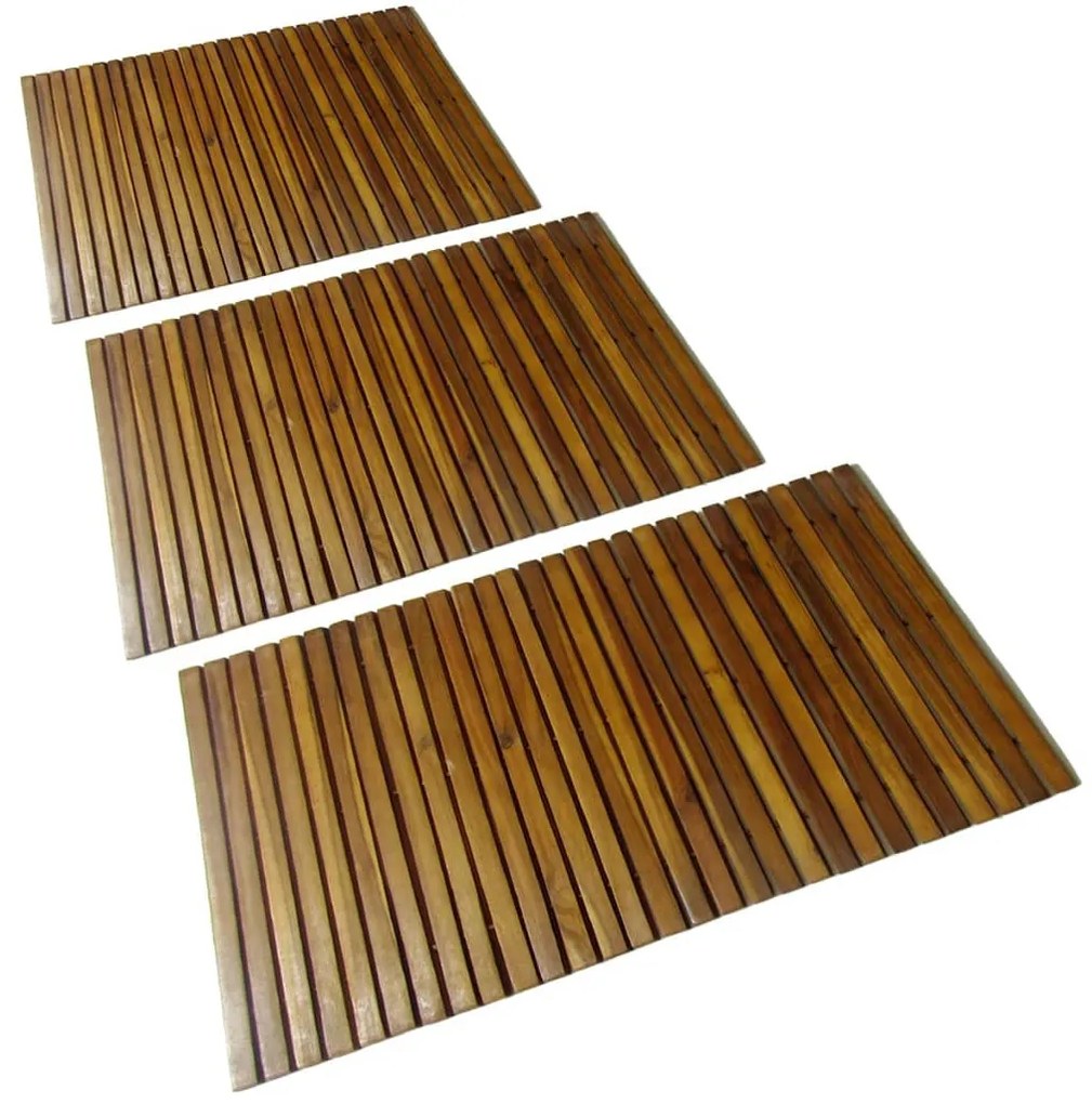 Set 3 Pz Stuoia Per Bagno İn Acacia 80 X 50 Cm /