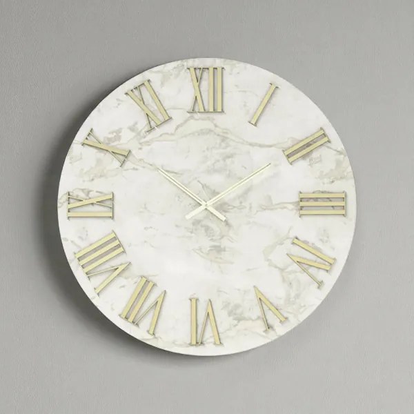 Orologio HAROLD rotondo D60 cm in legno rivestito con parato Oro