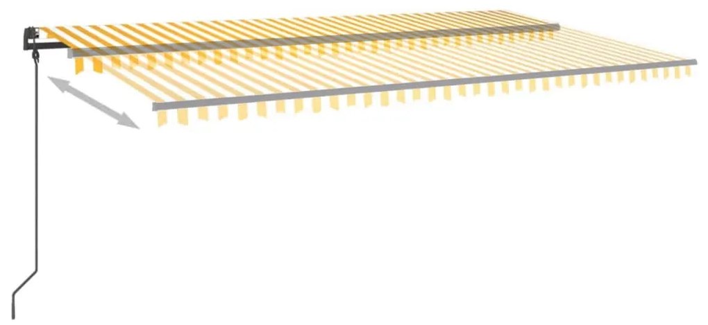 Tenda da Sole Retrattile Manuale e LED 6x3 m Gialla Bianca