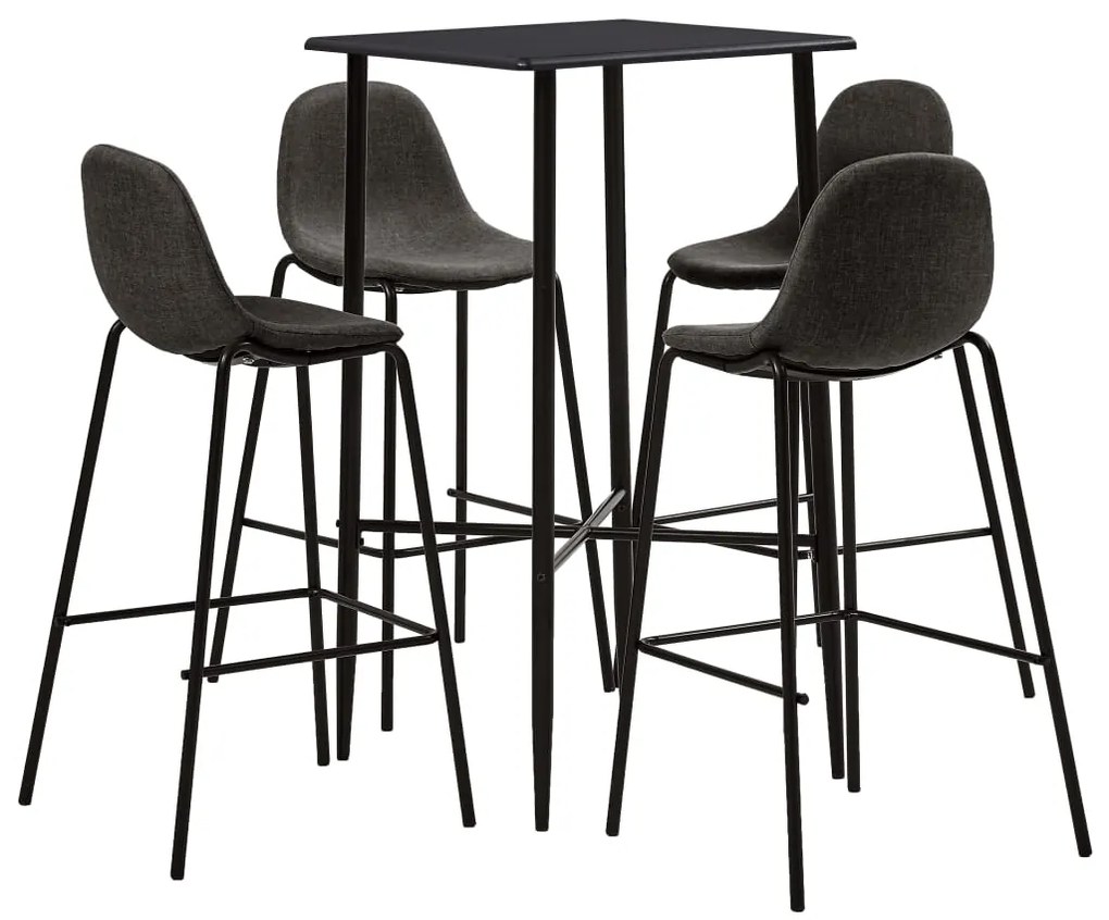 Set Da Bar 5 Pz İn Tessuto Grigio Scuro /