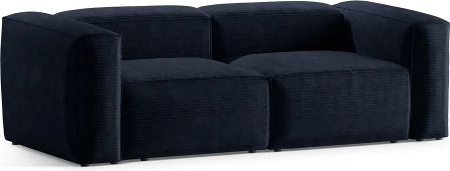 Divano blu scuro con rivestimento in velluto a coste 224 cm Bergamo – Cosmopolitan Design