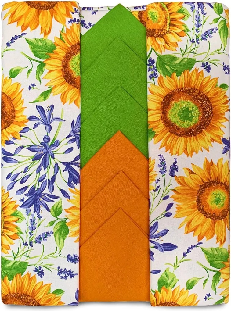 Servizio da tavola Vingi 6 posti tovaglia + tovaglioli stampato girasoli 4413
