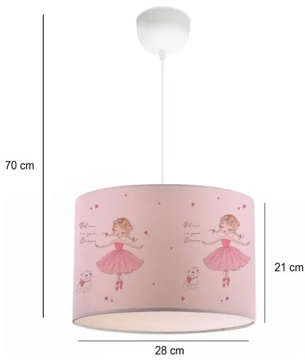 Lampadario per cameretta CANDY 1xE27/40W/230V rosa