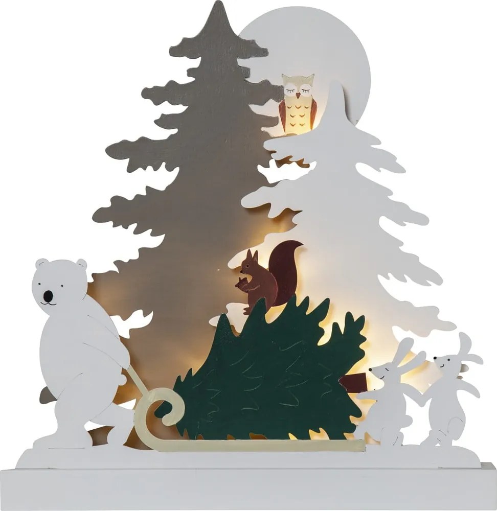 Decorazione luminosa bianca con motivo natalizio Forest Friends - Star Trading