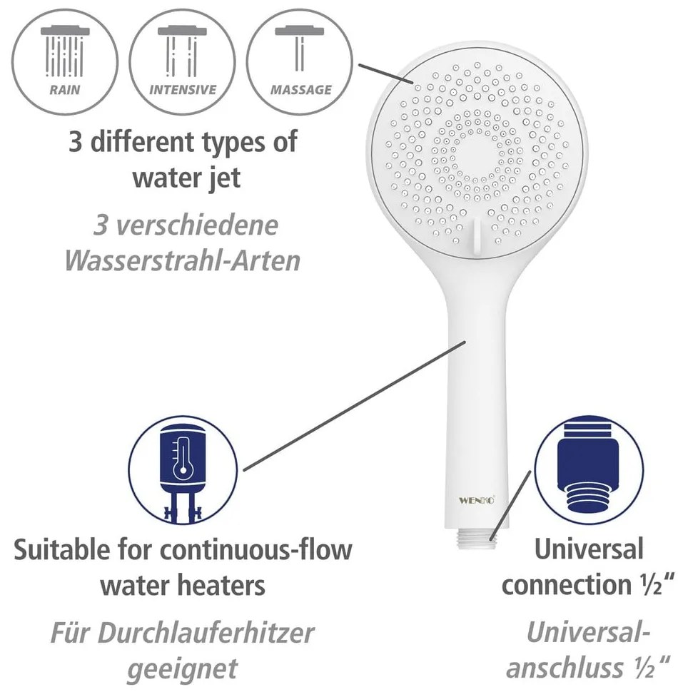 Set doccia bianco in acciaio inox 70 cm Watersaving - Wenko