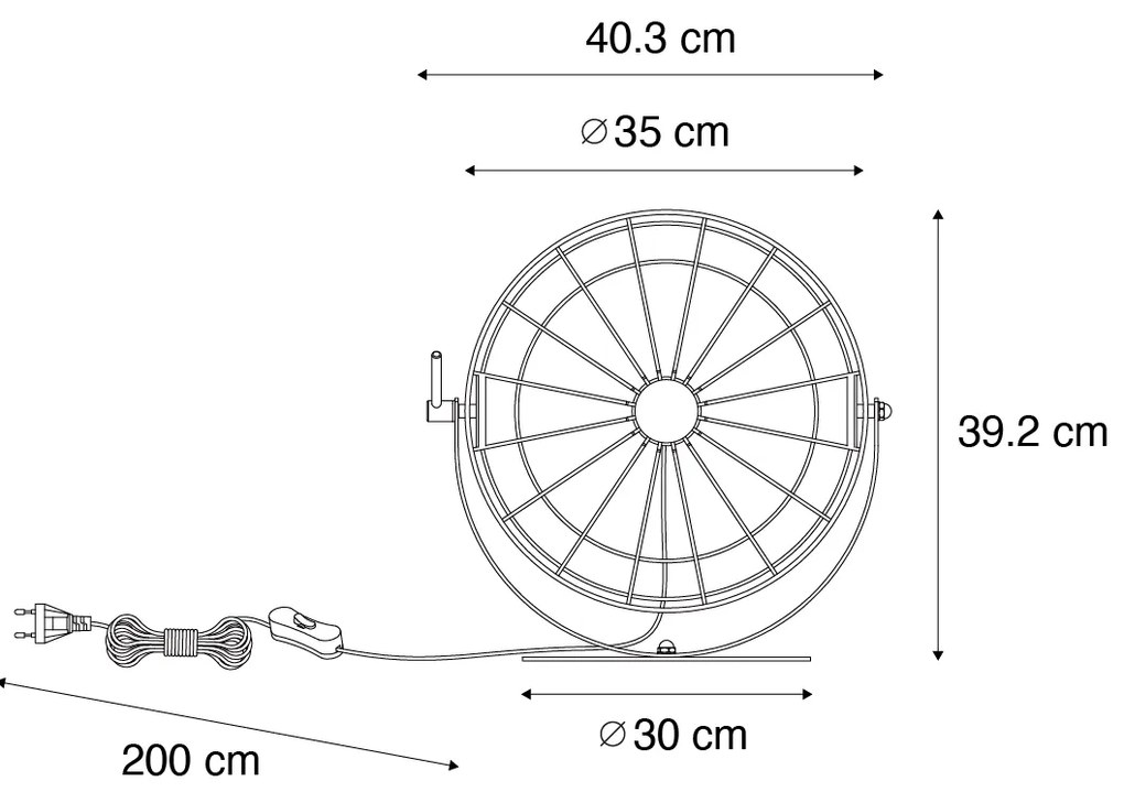 Lampada da tavolo industriale nera regolabile - Hanze