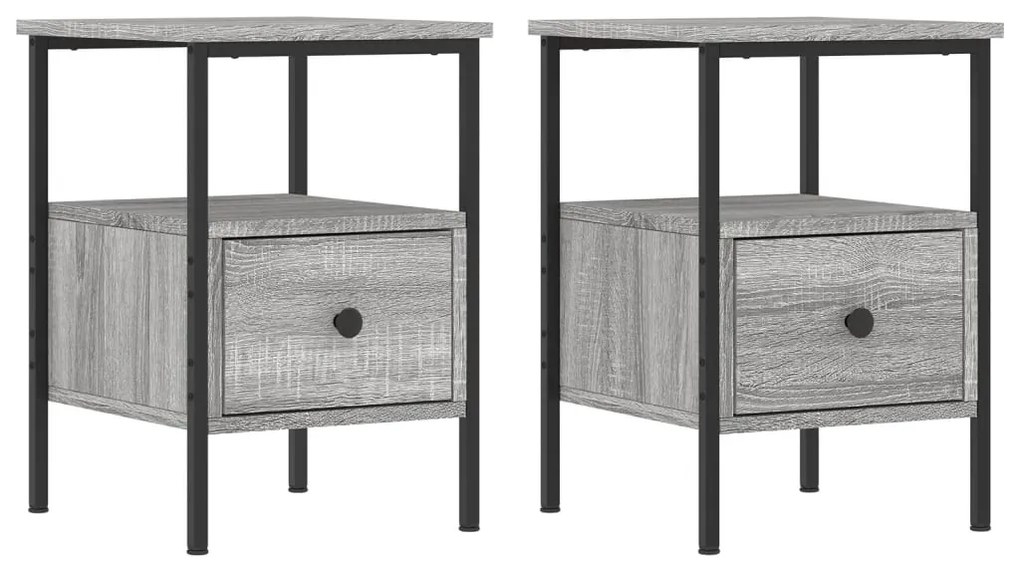 Comodini 2pz grigio sonoma 34x36x50 cm in legno multistrato