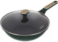 Wok antiaderente 28 cm verde con coperchio