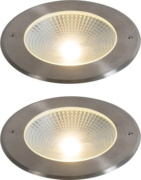 Set di 2 faretti da terra moderni in acciaio con LED 20W - Bridge