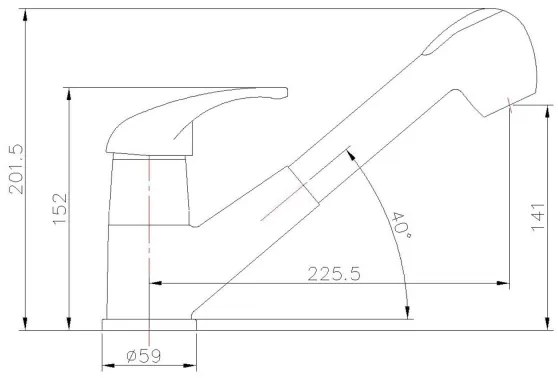 Aqualine - Miscelatore per lavello KASIOPEA 20 cm cromo lucido